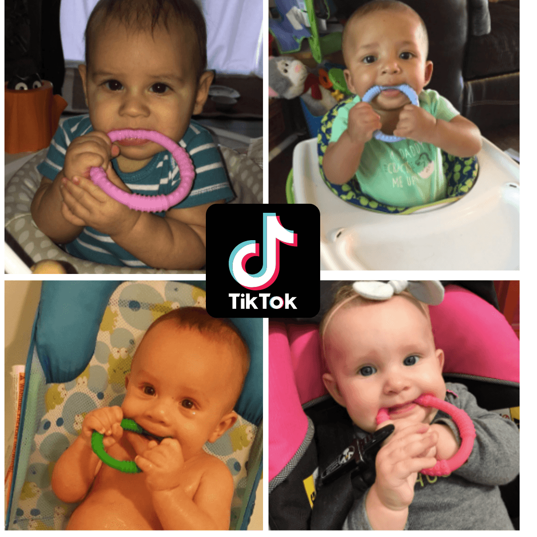 BABY Teething Rings 4 PACK Silicone Teether Sensory Pacifier Chew Toy