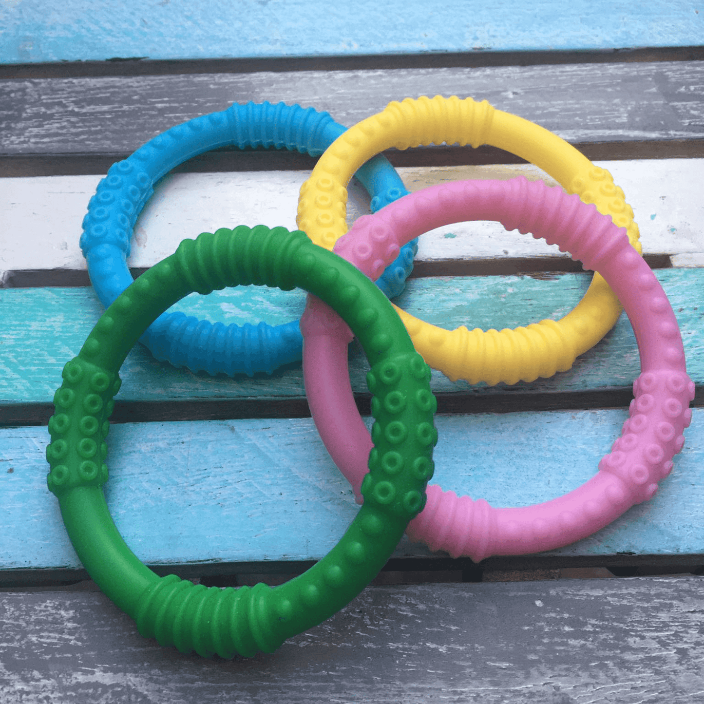 BABY Teething Ring - Sensory Teether Soother Pacifier 2.5" Chew Toy