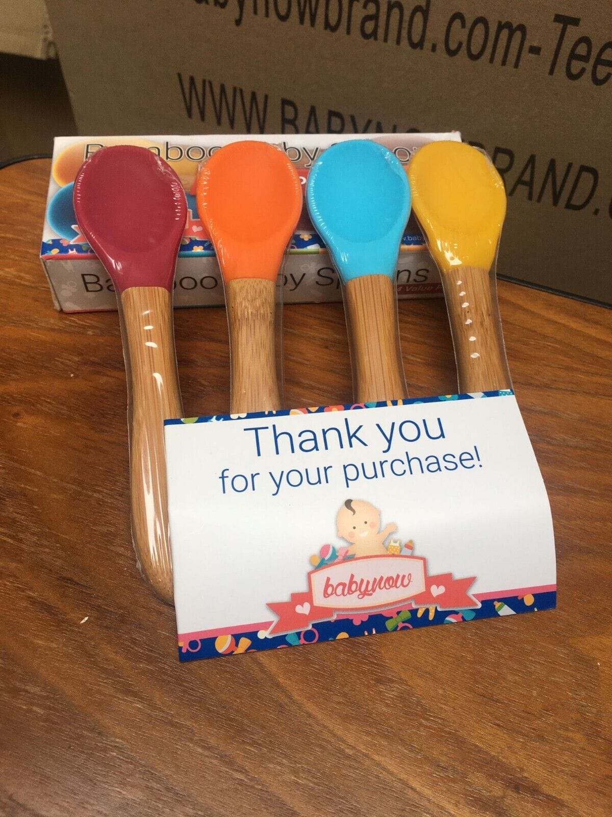 Baby Feeding Spoon Bamboo Handle Silicone Tip [2 Pack]
