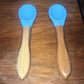 Baby Feeding Spoon Bamboo Handle Silicone Tip [2 Pack]