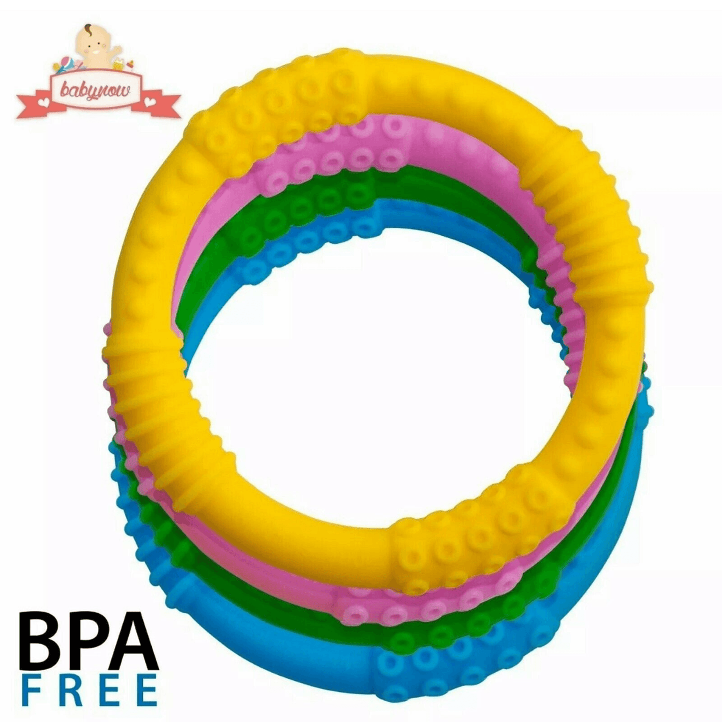 BABY Teething Ring - Sensory Teether Soother Pacifier 2.5" Chew Toy