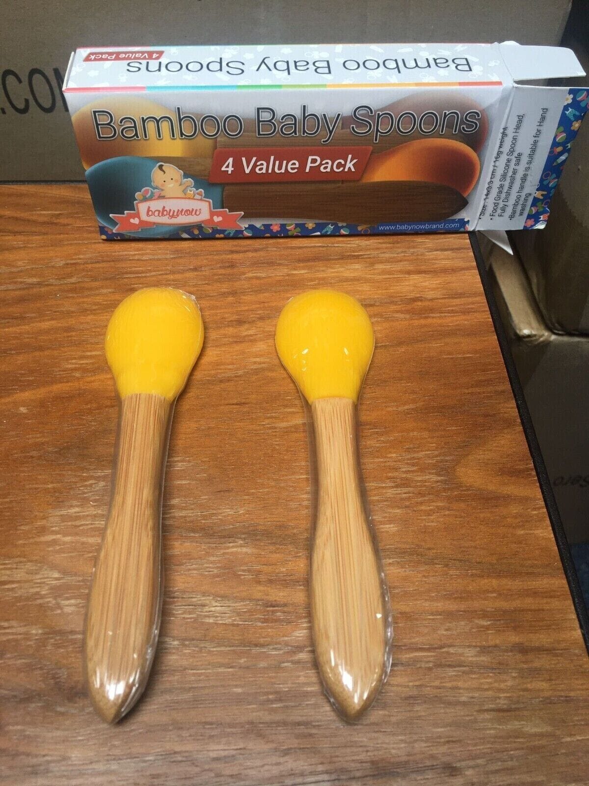 Baby Feeding Spoon Bamboo Handle Silicone Tip [2 Pack]